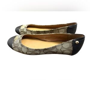 Coach Chelsea Khaki Chestnut Signature  Canvas Leather Ballet flats